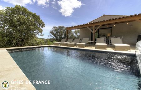 G&icirc;te n&deg;25923 Sotta - Corse - gite &agrave; Sotta, Corse du Sud, labellis&eacute; G&icirc;tes de France : le gite et la piscine